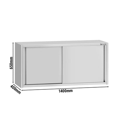 GGM Gastro Commercial Stainless Steel Wall Cupboard ECO - 1400x400x650mm - with Sliding Doors