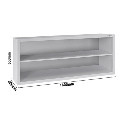 GGM Gastro Commercial Stainless Steel Wall Cupboard ECO - 1600x400x650mm - Open Front (no doors)