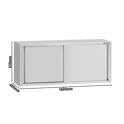 GGM Gastro Commercial Stainless Steel Wall Cupboard ECO - 1600x400x650mm - with Sliding Doors