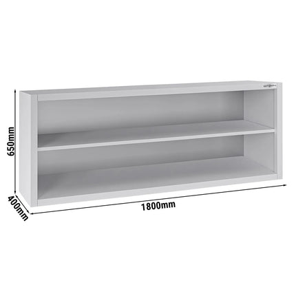 GGM Gastro Commercial Stainless Steel Wall Cupboard ECO - 1800x400x650mm - Open Front (no doors)