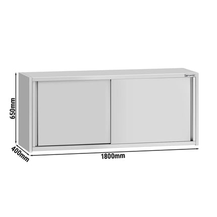 GGM Gastro Commercial Stainless Steel Wall Cupboard ECO - 1800x400x650mm - with Sliding Doors