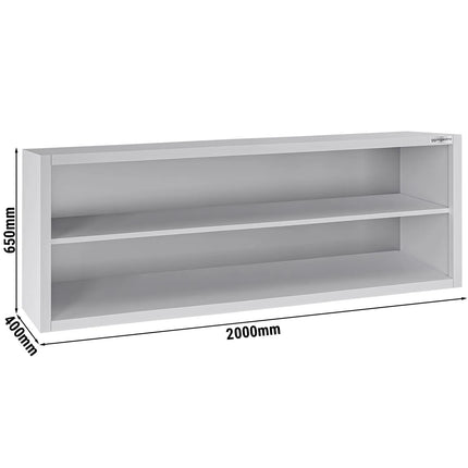 GGM Gastro Commercial Stainless Steel Wall Cupboard ECO - 2000x400x650mm - Open Front (no doors)