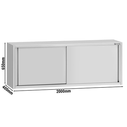 GGM Gastro Commercial Stainless Steel Wall Cupboard ECO - 2000x400x650mm - with Sliding Doors