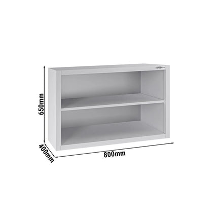 GGM Gastro Commercial Stainless Steel Wall Cupboard ECO - 800x400x650mm - Open Front (no doors)