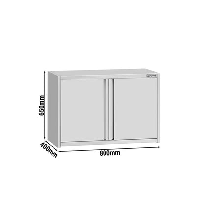 GGM Gastro Commercial Stainless Steel Wall Cupboard ECO - 800x400x650mm - with Hinged Doors (opaque)