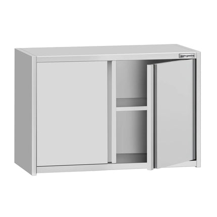 GGM Gastro Commercial Stainless Steel Wall Cupboard ECO - 800x400x650mm - with Hinged Doors (opaque)
