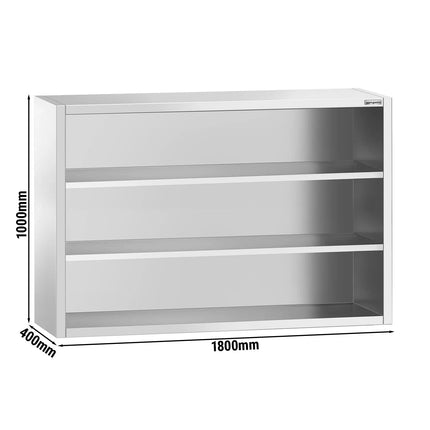 GGM Gastro Commercial Stainless Steel Wall Cupboard PREMIUM - 1600x400x1000mm - Open Front