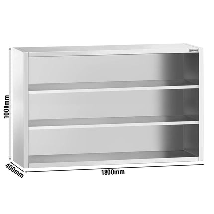 GGM Gastro Commercial Stainless Steel Wall Cupboard PREMIUM - 1800x400x1000mm - Open Front
