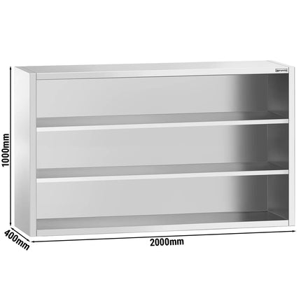 GGM Gastro Commercial Stainless Steel Wall Cupboard PREMIUM - 2000x400x1000mm - Open Front