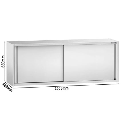 GGM Gastro Commercial Stainless Steel Wall Cupboard PREMIUM - 2000x400x650mm - with Sliding Doors