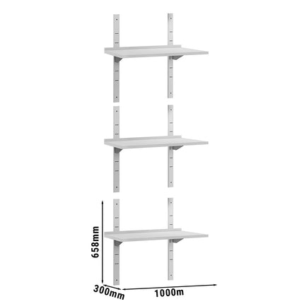 GGM Gastro Commercial Stainless Steel Wall Shelf ECO - 1000x300mm - 3 Tiers