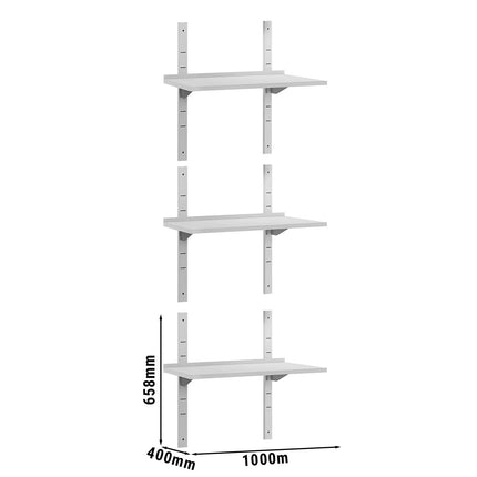 GGM Gastro Commercial Stainless Steel Wall Shelf ECO - 1000x400mm - 3 Tiers