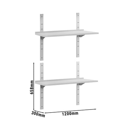 GGM Gastro Commercial Stainless Steel Wall Shelf ECO - 1400x300mm - 2 Tiers