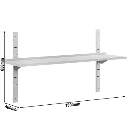 GGM Gastro Commercial Stainless Steel Wall Shelf ECO - 1500x400mm - with Single Tier
