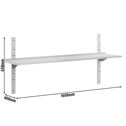 GGM Gastro Commercial Stainless Steel Wall Shelf ECO - 1600x400mm - with Single Tier