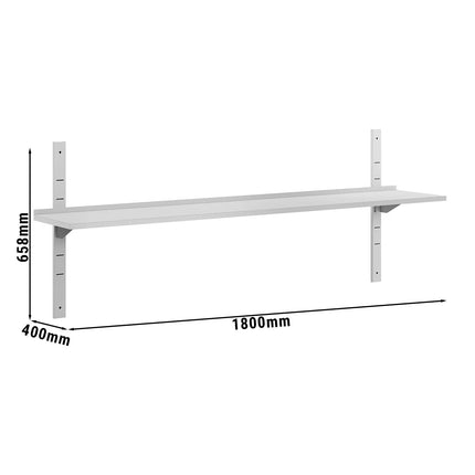 GGM Gastro Commercial Stainless Steel Wall Shelf ECO - 1800x400mm - Single Tier