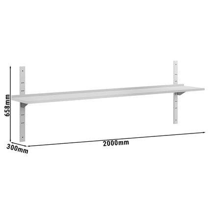 GGM Gastro Commercial Stainless Steel Wall Shelf ECO - 2000x300mm - Single Tier