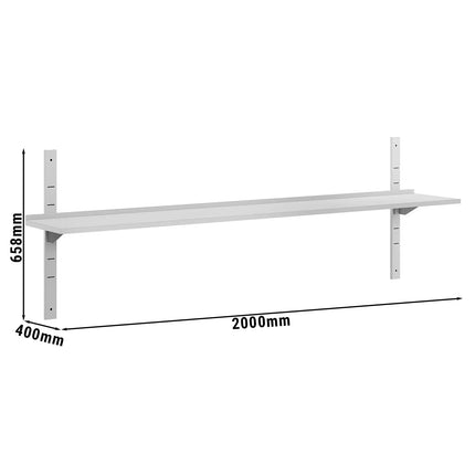GGM Gastro Commercial Stainless Steel Wall Shelf ECO - 2000x400mm - with Single Tier