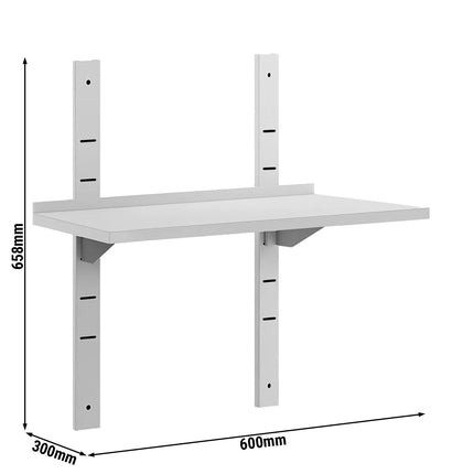GGM Gastro Commercial Stainless Steel Wall Shelf ECO - 600x300mm - with Single Tier