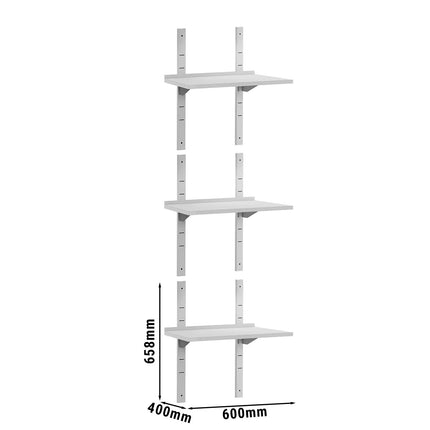 GGM Gastro Commercial Stainless Steel Wall Shelf ECO - 600x400mm - 3 Tiers