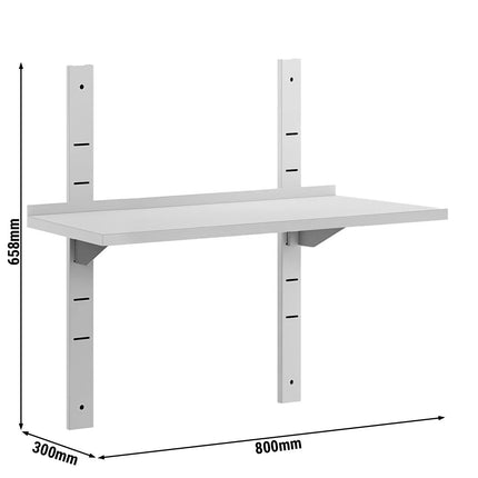 GGM Gastro Commercial Stainless Steel Wall Shelf ECO - 800x300mm - Single Tier