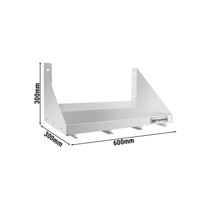GGM Gastro Commercial Stainless Steel Wall Shelf for Containers 3x GN 1/6 - 600x300mm - with Single Tier