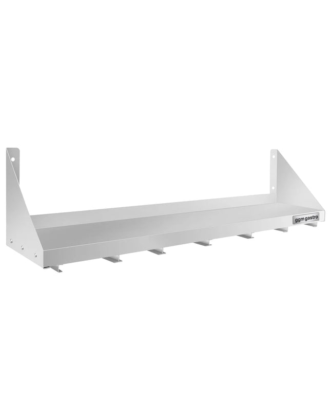 GGM Gastro Commercial Stainless Steel Wall Shelf for Containers 6x GN 1/6 - 1200x300mm - with Single Tier