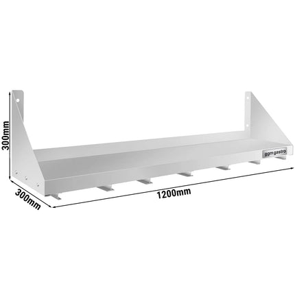 GGM Gastro Commercial Stainless Steel Wall Shelf for Containers 6x GN 1/6 - 1200x300mm - with Single Tier