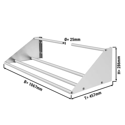GGM Gastro Commercial Stainless Steel Wall Shelf for Dishwasher Racks 500x500mm - 1067x457mm - with Single Tier