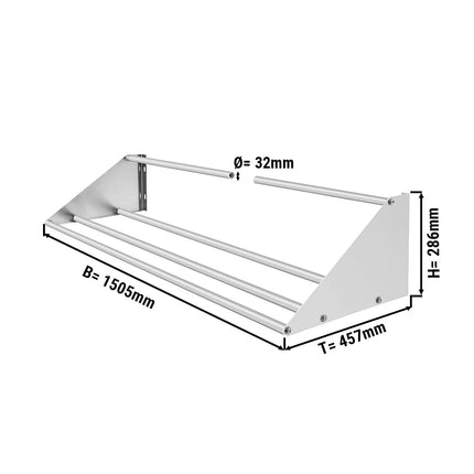 GGM Gastro Commercial Stainless Steel Wall Shelf for Dishwasher Racks 500x500mm - 1505x457mm - with Single Tier