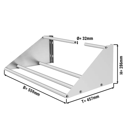 GGM Gastro Commercial Stainless Steel Wall Shelf for Dishwasher Racks 500x500mm - 559x457mm - with Single Tier