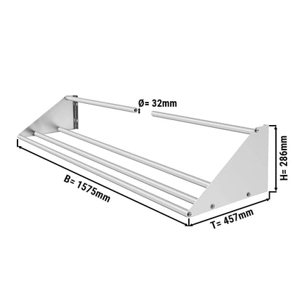GGM Gastro Commercial Stainless Steel Wall Shelf for Dishwasher Racks 500x500mm - 1575x457mm - with Single Tier