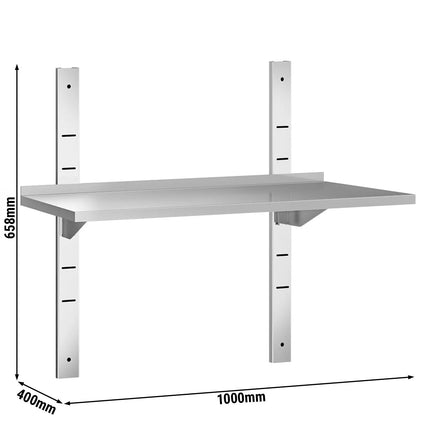 GGM Gastro Commercial Stainless Steel Wall Shelf PREMIUM - 1000x400mm - Single Tier