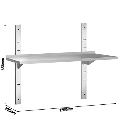 GGM Gastro Commercial Stainless Steel Wall Shelf PREMIUM - 1200x400mm - Single Tier