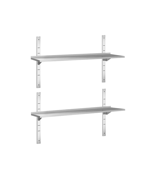 GGM Gastro Commercial Stainless Steel Wall Shelf PREMIUM - 1500x300mm - 2 Tiers