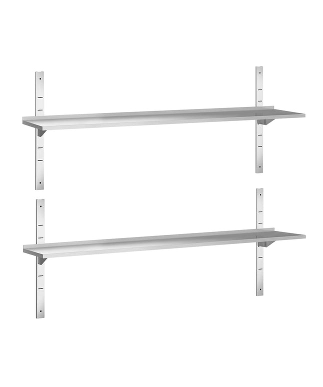 GGM Gastro Commercial Stainless Steel Wall Shelf PREMIUM - 1800x300mm - 2 Tiers