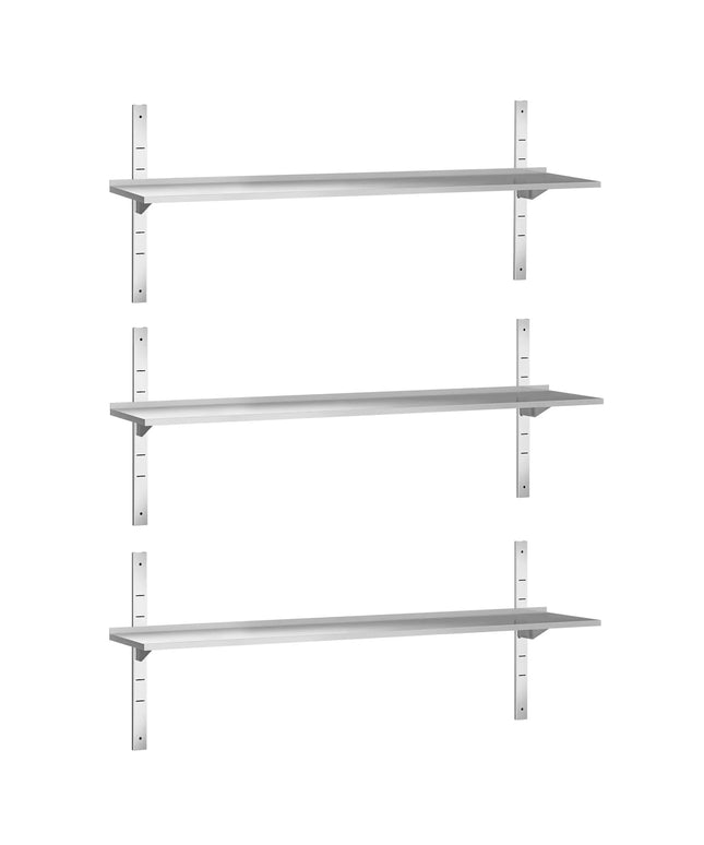 GGM Gastro Commercial Stainless Steel Wall Shelf PREMIUM - 1800x300mm - 3 Tiers