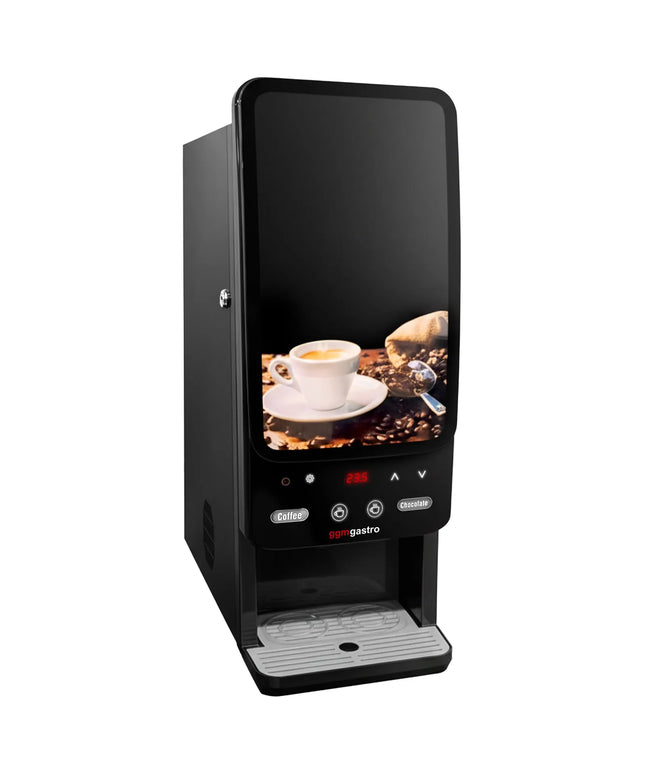 GGM Gastro Commercial tabletop instant hot drinks machine, 2 ingredient canisters — 1.8 kW — Touch — Black