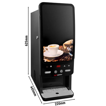 GGM Gastro Commercial tabletop instant hot drinks machine, 2 ingredient canisters — 1.8 kW — Touch — Black