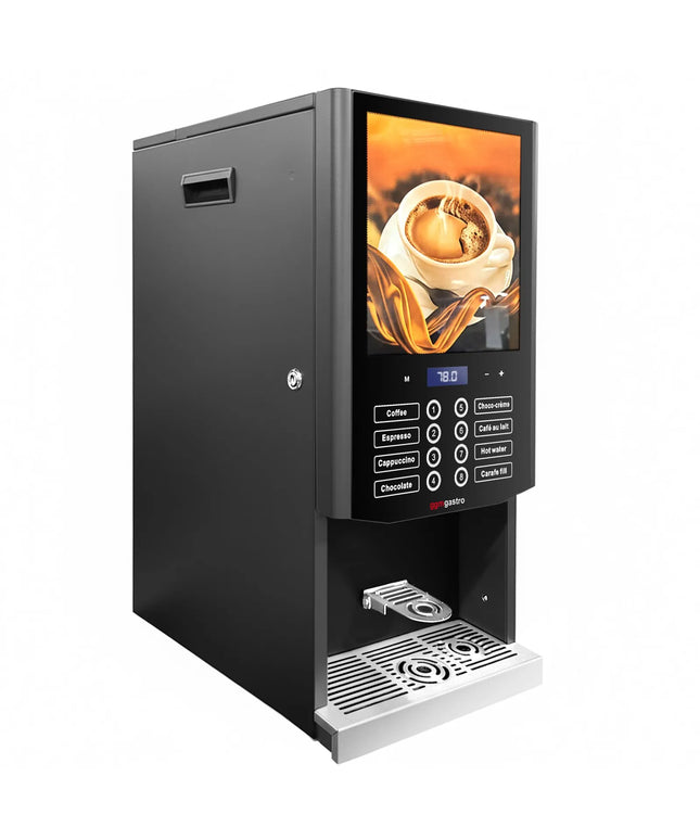 GGM Gastro Commercial tabletop instant hot drinks machine, 3 ingredient canisters — 2.5 kW — Touch — Black
