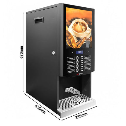 GGM Gastro Commercial tabletop instant hot drinks machine, 3 ingredient canisters — 2.5 kW — Touch — Black