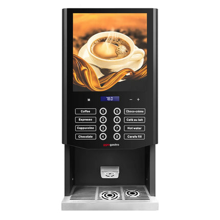 GGM Gastro Commercial tabletop instant hot drinks machine, 3 ingredient canisters — 2.5 kW — Touch — Black