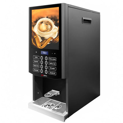 GGM Gastro Commercial tabletop instant hot drinks machine, 3 ingredient canisters — 2.5 kW — Touch — Black