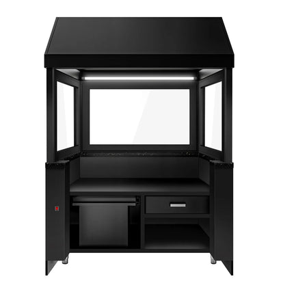 GGM Gastro Commercial Toronto Gas BBQ Chargrill – 1500 mm - Matt Black - Glass Guard - LED-lit