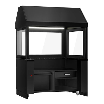GGM Gastro Commercial Toronto Gas BBQ Chargrill – 1500 mm - Matt Black - Glass Guard - LED-lit