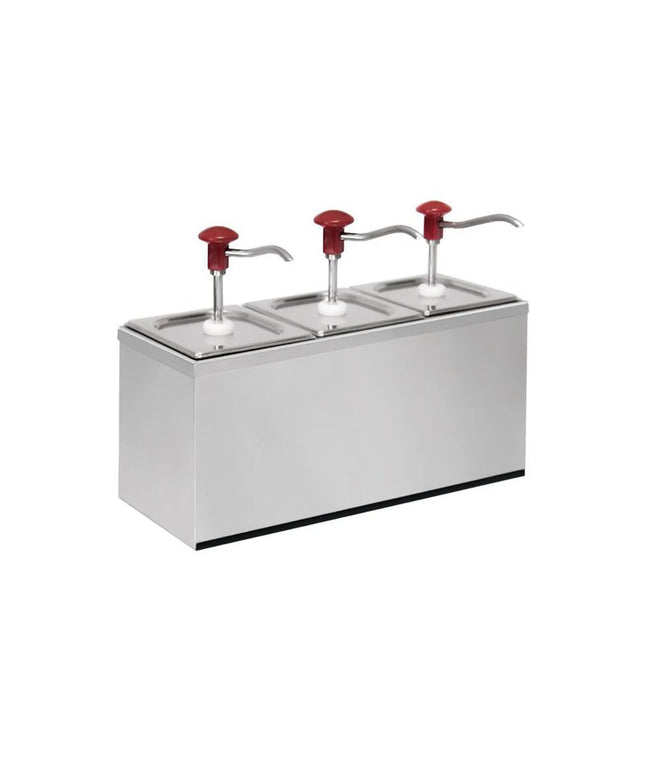 GGM Gastro Commercial Triple Sauce Pump Dispenser – Rectangular - 3×2 L - 30 ml - O‑Ring - CE Marked