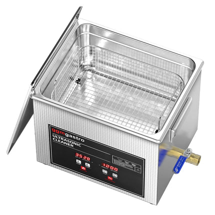 GGM Gastro Commercial Ultrasonic Cleaner - 10L - 240W Ultrasonic Power - 40kHz - Digital - with Heater - Degas - with Drain Tap