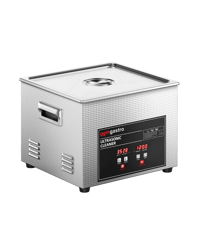GGM Gastro Commercial Ultrasonic Cleaner - 15L - 360W Ultrasonic Power - 40kHz - Digital - with Heater - Degas - with Drain Tap
