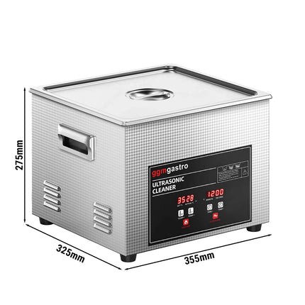 GGM Gastro Commercial Ultrasonic Cleaner - 15L - 360W Ultrasonic Power - 40kHz - Digital - with Heater - Degas - with Drain Tap