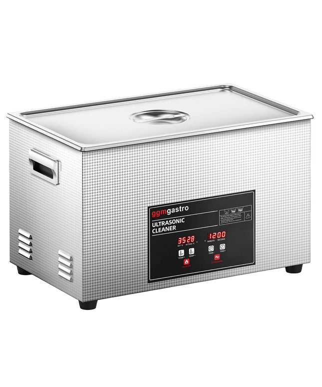 GGM Gastro Commercial Ultrasonic Cleaner - 30L - 600W Ultrasonic Power - 40kHz - Digital - with Heater - Degas - with Drain Tap
